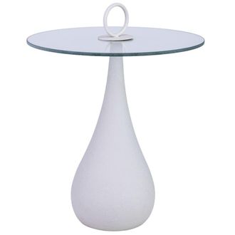 Wanderlust Deco Mesa auxiliar de metal y cristal 40x40x42.5/51h cm Blanco