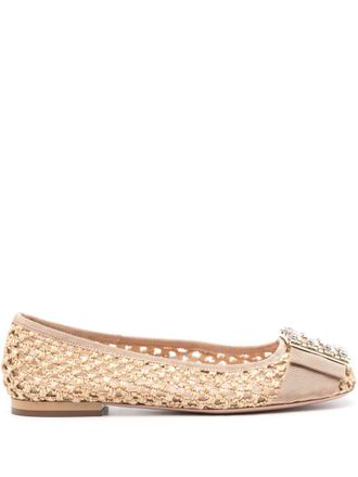 Roger Vivier Très Vivier Raffia Ballet Flats
