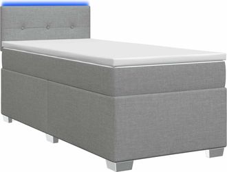 vidaXL Cama Con Base Tapizada, Colch&oacute;n Y Luz Led Gris Claro Tela Vidaxl