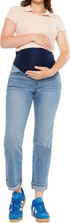 Kancan Kindra Maternity Boyfriend Jeans In Medium Blue
