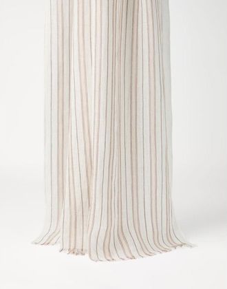 Brunello Cucinelli Womens Beige Striped Linen Scarf