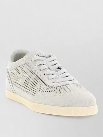 Kiton suede sneakers perforated design rubber sole