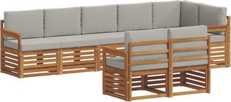 vidaXL Conjunto De Sof&aacute;s De Exterior 8 Uds. Natural Y Gris Claro Vidaxl