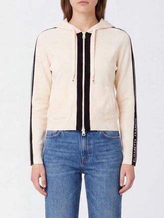 Elisabetta Franchi Felpa cardigan in maglia di lana con cappuccio e zip