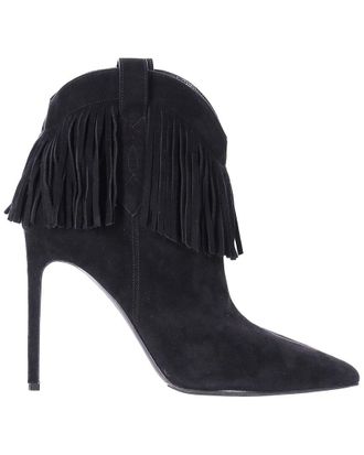 Saint Laurent Womens Suede Fringe Bootie (Authentic Pre-Loved)