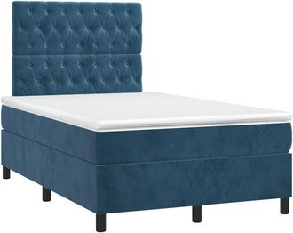 vidaXL Cama Box Spring Colch&oacute;n Y Led Terciopelo Azul Oscuro 120x190 Cm Vidaxl