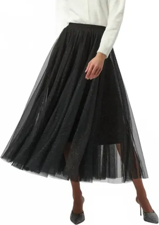 Joseph Ribkoff Tulle Flared Skirt In Black