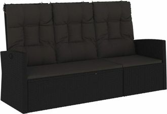 vidaXL Banco Jard&iacute;n Reclinable Y Cojines Rat&aacute;n Sint&eacute;tico Negro 173 Cm Vidaxl