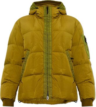 Stone Island Garment Dyed Crinkle Reps NY Giacca con Cappuccio in Piuma - - Jackets - Uomo - Verde - 2XL