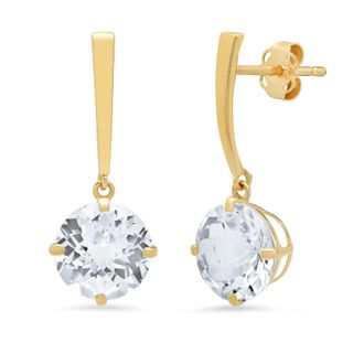 MAX + STONE 14k Yellow Gold Solitaire Round-Cut Gemstone Drop Earrings (8mm)