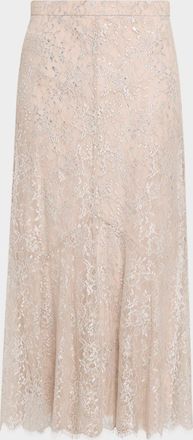 Erdem Fluted Lace Midi Skirt