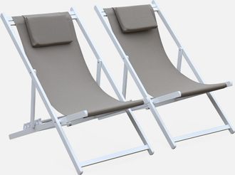 Sweeek Sweeek - Tumbona De Aluminio Textileno, Set De 2, Gaia, Pardo, 99x88.5x58 Cm