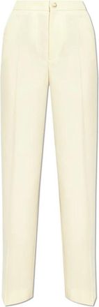 Moncler Geplooide Broek - Dames - Straight fit broeken - Wit - S - Wol - Broeken
