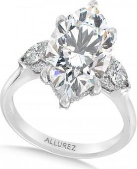 Allurez Marquise Lab Diamond Engagement Ring 14K White Gold (7.00ct)