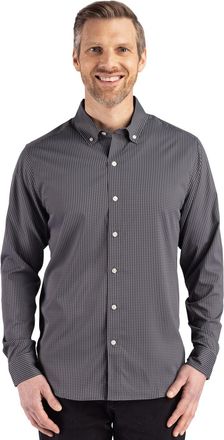 Cutter & Buck Skyline Epic Confidence Recycled Gingham Mens Big & Tall Long Sleeve Dress Shirt