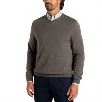 Duck Head Buckley V-Neck Sweater In Ash Brown
