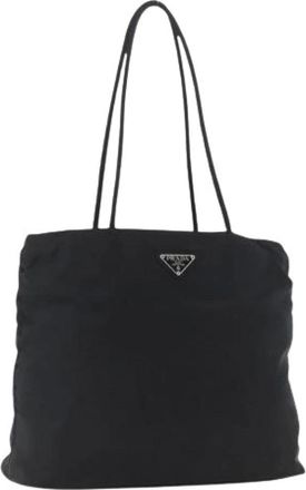 Prada Pre-owned Tote Bags, female, Black, Size: ONE SIZE Pre-owned Vintage Nylon Tote Bag