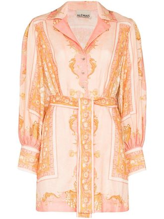Alemais Ursula scarf-print minidress - Pink
