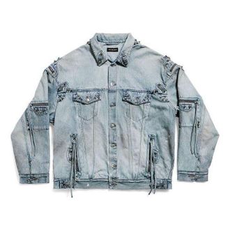 Balenciaga Cagole Oversized Jacket Blue 764521TDW144016