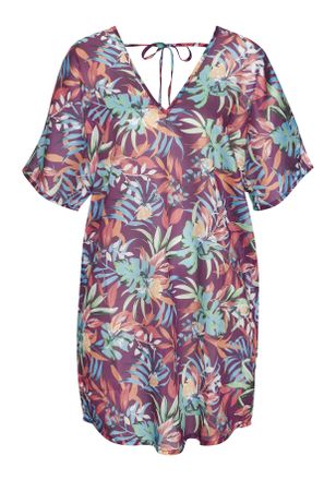 Venice Beach Chiffontunika VENICE BEACH, Damen, Gr. 36, beere bedruckt, Chiffon, Obermaterial: 100% Polyester, bedruckt, figurumspielend mini, V-Ausschnitt, Tunike