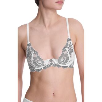 Natori Peony Unlined Lace Underwire Bra in Warm White/black at Nordstrom, Size 32Dd
