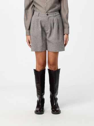 Eleh Gray Wool Blend Shorts with Darts and Belt Loops