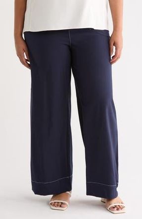 By Design Rabanne Crop Wide Leg Pants in Navy W/White at Nordstrom Rack, Size 1X