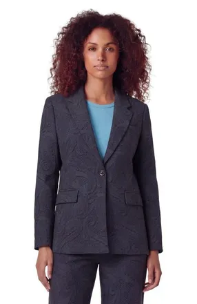 Lords of Harlech Crochet Paisley Womens Tailored Blazer in Crochet Paisley Caviar at Nordstrom, Size 12