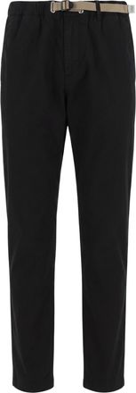 White Sand Black Straight-Leg Stretch Cotton Gabardine Pants