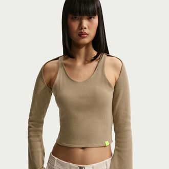 Nike Womens Serena Williams Design Crew Tight Knitwear Top in Brown | IF0352-213
