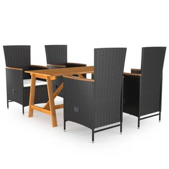 vidaXL Juego De Comedor Para Jard&iacute;n 5 Piezas Negro Vidaxl