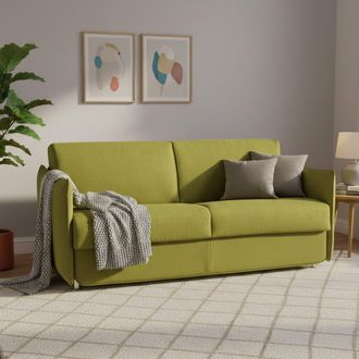 Dmora Sof&aacute; Cama 2 Plazas Trissino, Desenfundable, Almacenaje Hecho En Italia, Apertura Abatible, 180x95 Cm Verde