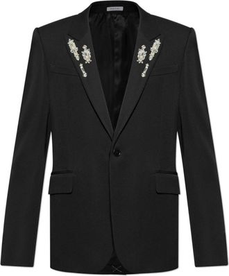 Alexander McQueen Blazer met glinsterende applicaties - Heren - Blazers - Zwart - M - Wol - Jassen