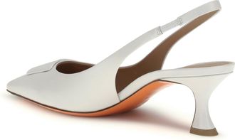 Santoni Womens Slingback Pumps Taylor White Calf Leather High Heel Shoes
