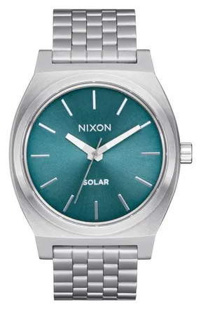Nixon Time Teller Solar Bracelet Watch, 40mm in Silver /Dusty Blue Sunray at Nordstrom