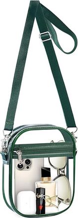 Generic Clear Crystal Crossbody Bag for Women, Transparent Stadium Approved Bag Purse Wallet with Front Pockets for Sports Concerts Festival (S Dark Green)
