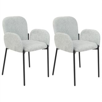Beliani Beliani - Conjunto De 2 Sillas De Comedor Retro Vintage Tejido Tapizado De Poli&eacute;ster Con Reposabrazos Verde Menta Albee