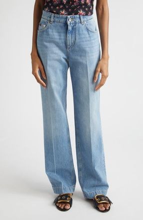 Dolce & Gabbana Loose Pressed Crease Straight Leg Jeans in Variante Abbinata at Nordstrom, Size 10 Us