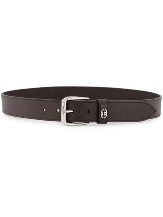 Gucci logo-plaque leather belt - men - Leather - 90 - Brown
