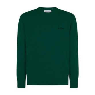 MC2 Saint Barth Round-neck Knitwear, male, Green, Size: XL Classic Round-Neck Sweater