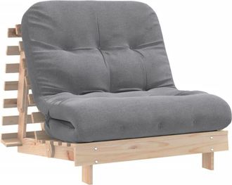 vidaXL Vidaxl - Fut&oacute;n sof&aacute; cama con colch&oacute;n madera maciza de pino 80x206x11 cm