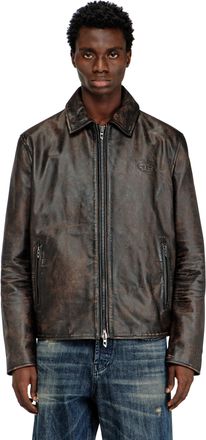 Diesel Coach jacket in treated leather - Leather jackets - Man - Brown