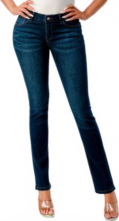 Grace in L.A. Mid-Rise Denim Straight Leg Jean In Dark Wash