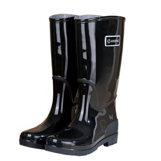 Generic Womens Wellies Outdoor Slip Mid Calf Rain Boots For Hiking Camping Daily Wear Comfortable Low Heel Fashionable Ladies Waterproof Thick Sole High Calf 