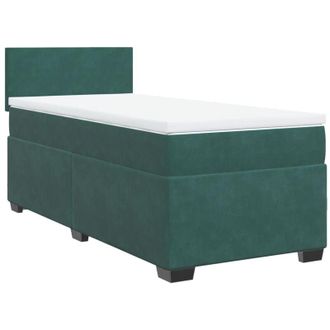 vidaXL Box Spring Bed with Mattress Dark Green 90x190 cm Velvet Vidaxl