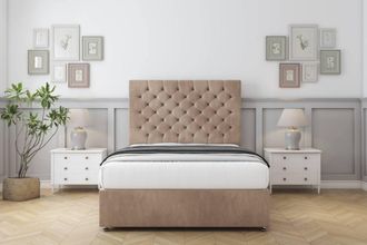 Comfort Beds Winslow Naples Divan Base No Drawers - 54 Headboard in Light Brown | Size: Super King