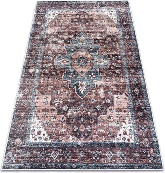 RugsX Rugsx - andre 1826 washing carpet Ornament, vintage anti-slip - brown / blue multicolour 120x170 cm