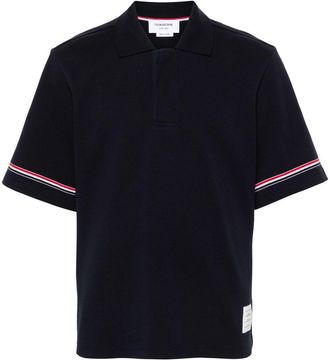 Thom Browne RWB-stripe polo shirt - Blue