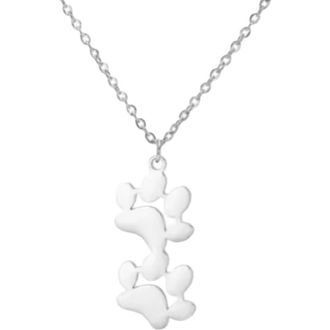 Hollywood Sensation EverPaw Double Paw Print Gold Plated Necklace in Silver at Nordstrom