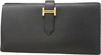 Hermès Black Epsom Leather Long Wallet (Bi-Fold) (Pre-Owned)